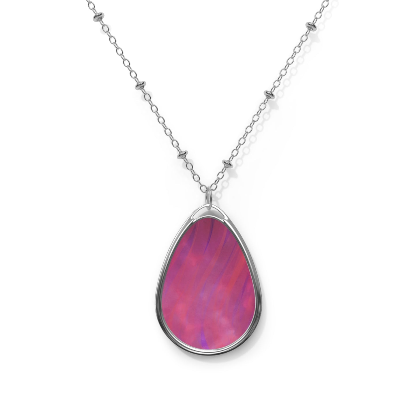 Sophia: Elegant Oval Necklace with Pink Pendant - Perfect for Everyday Wear and Special Occasions