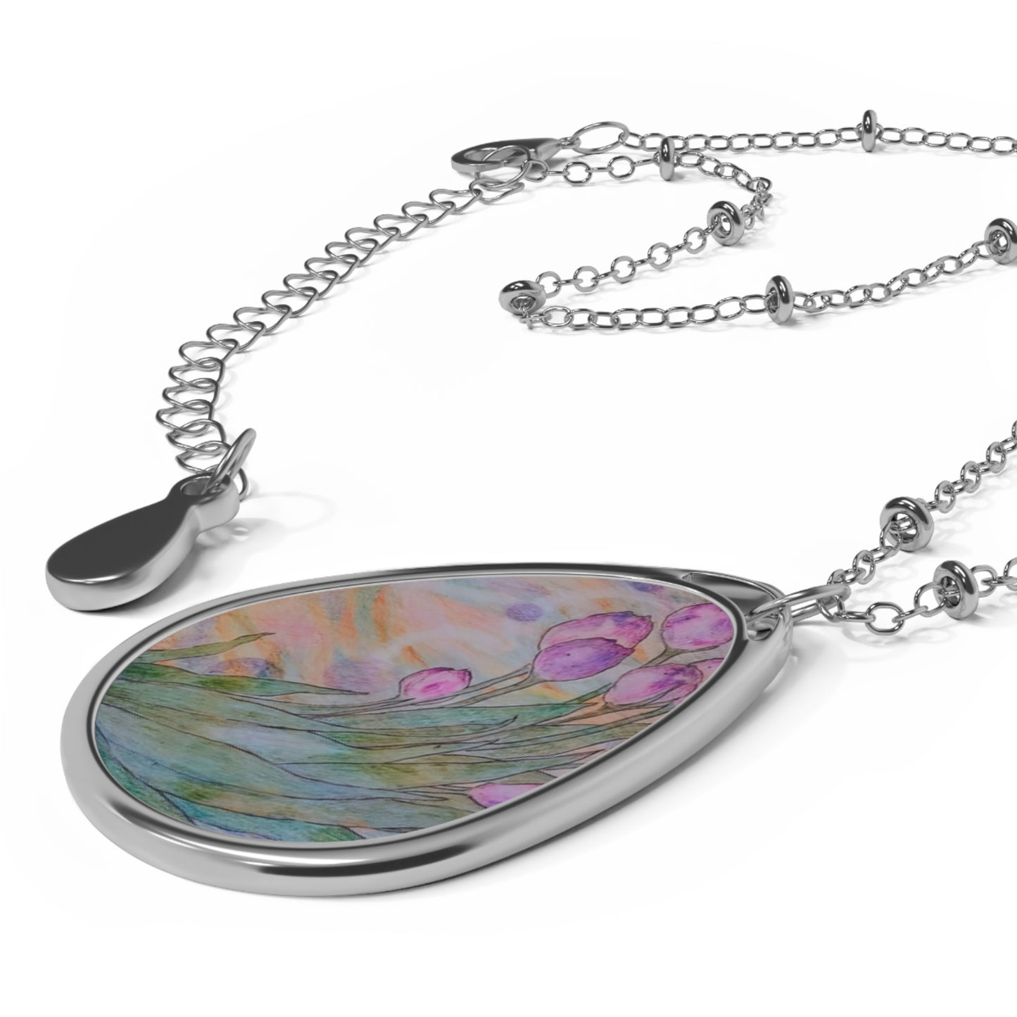 Breathing Tulips: Oval Necklace