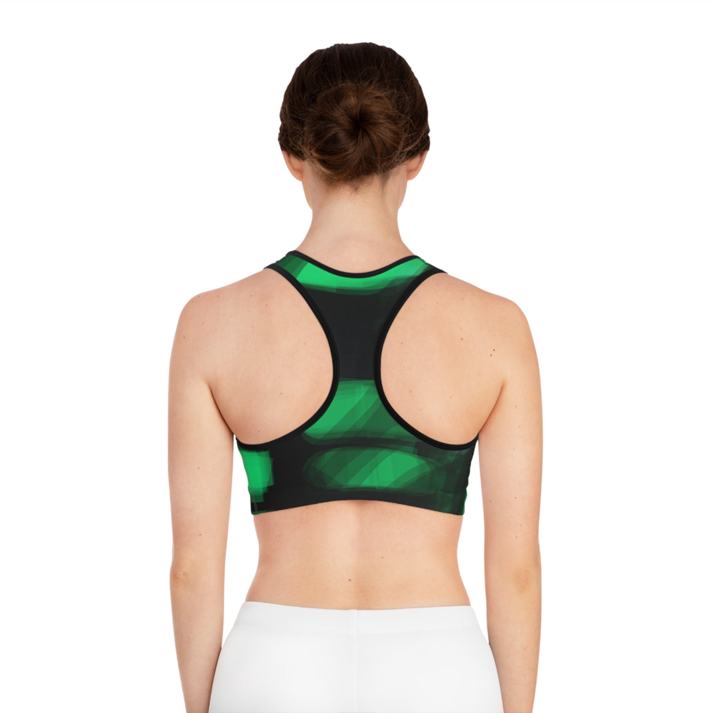 Electra Land II: BLK Trim Stylish Abstract Green Sports Bra for Active Women