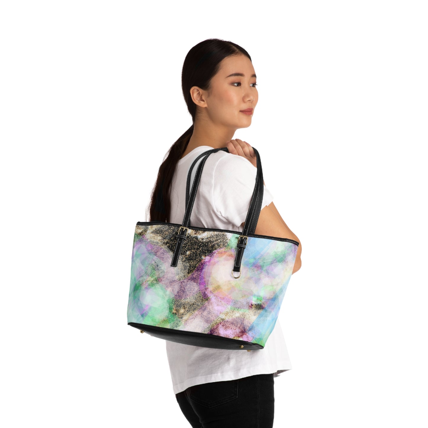 Bliss Rays: Chic PU Leather Shoulder Bag - Artistic Design
