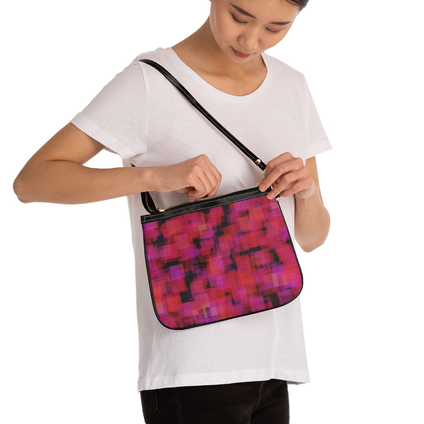 Amaltheia: Vibrant Hip Abstract Small Shoulder Bag, Chic Crossbody Purse, Fashionable Evening Clutch, Colorful Travel Accessory, Trendy Daily Handbag, Faux Leather