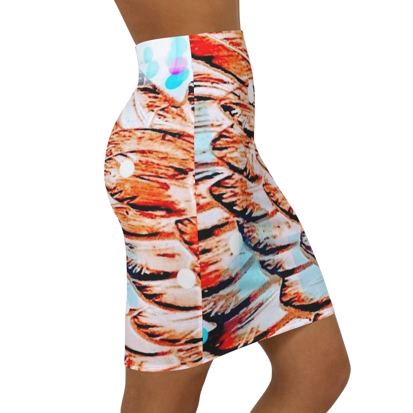 Swan Wings: Women's Mid-Waist Pencil Skirt (AOP)