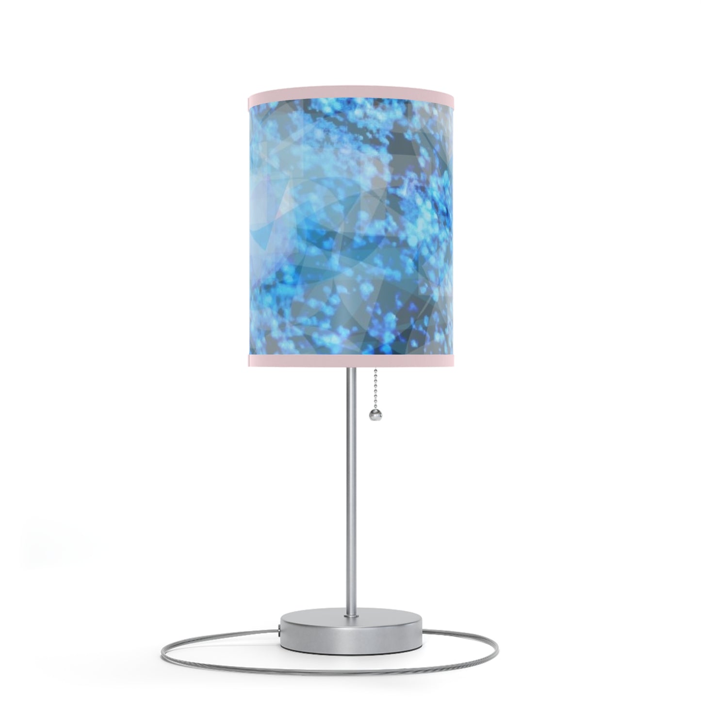 Sapphire Softly: Pink Trim; Modern Blue Abstract Table Lamp - Stylish Lighting for Home Decor