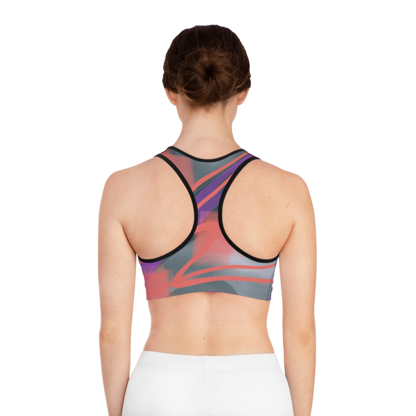 Mel: (Blk Trim) Vibrant Patterned Sports Bra | Comfortable Dance Top, Fitness Apparel, Workout Gear, Activewear, Gift for Athletes