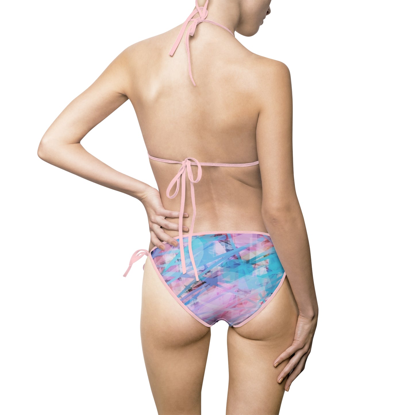 A Little Patience I: Light Pink Strings; Vibrant Ethereal Women's Bikini Swimsuit, Stylish Beachwear, Summer Swim Set, Festival Outfit, Pool Party Essential