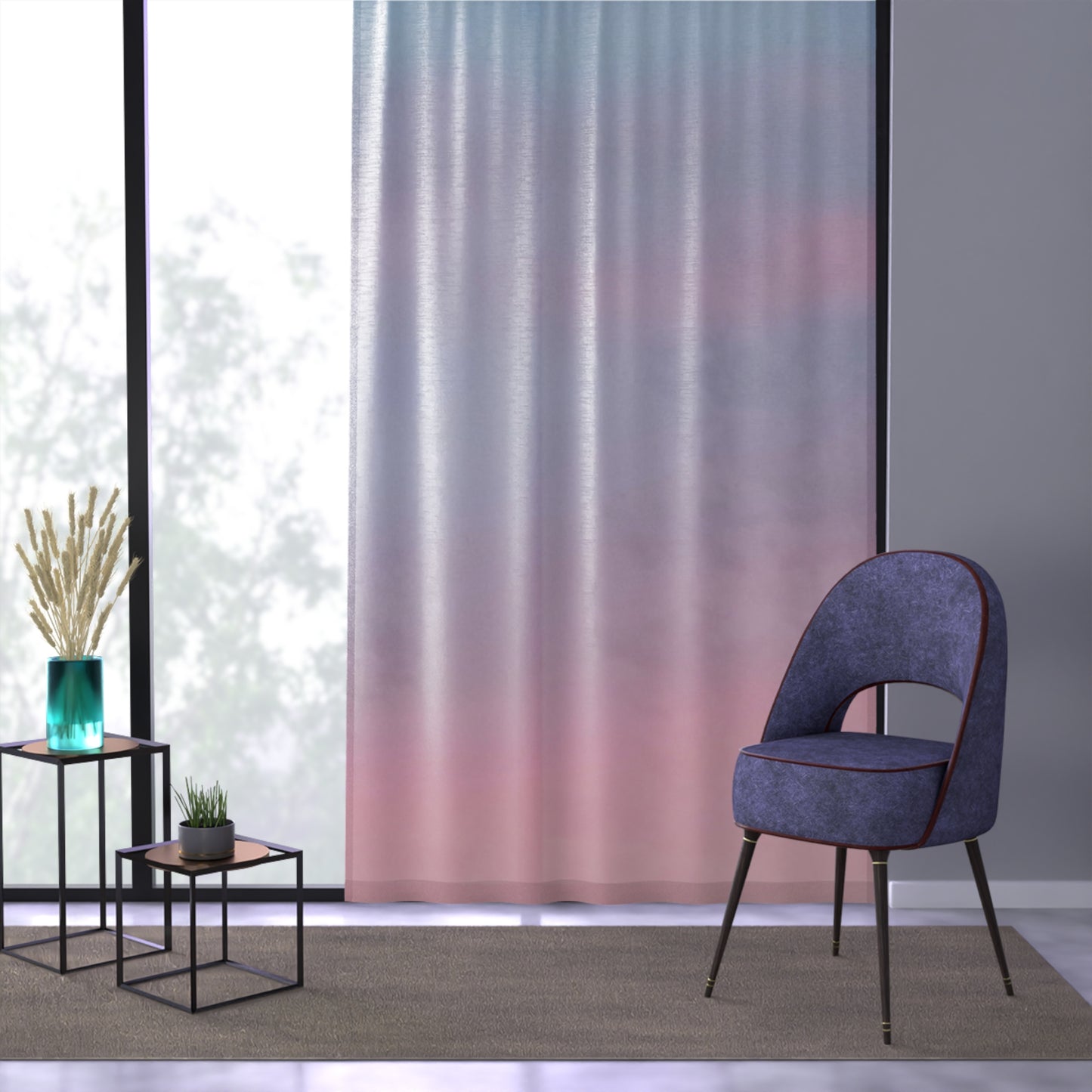 Soothing Sky: Pastel Gradient Window Curtain, Dreamy Sheer Drapes, Soft Home Decor, Boho Style Panel, Bedroom or Living Room, Curtain Panel