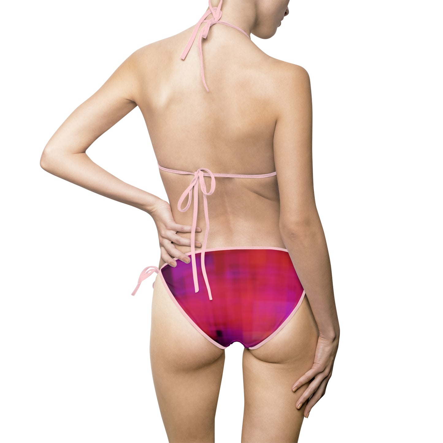 Amaltheia II: Light Pink Strings Chic Women's Bikini Swimsuit - Perfect for Beach Days, Pool Parties, Summer Vacations, Holiday Getaways, and Festivals