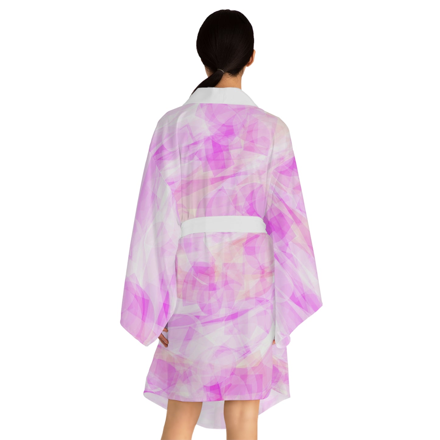 Persephone: Pastel Pink Long Sleeve Kimono Robe - Soft & Comfortable Loungewear