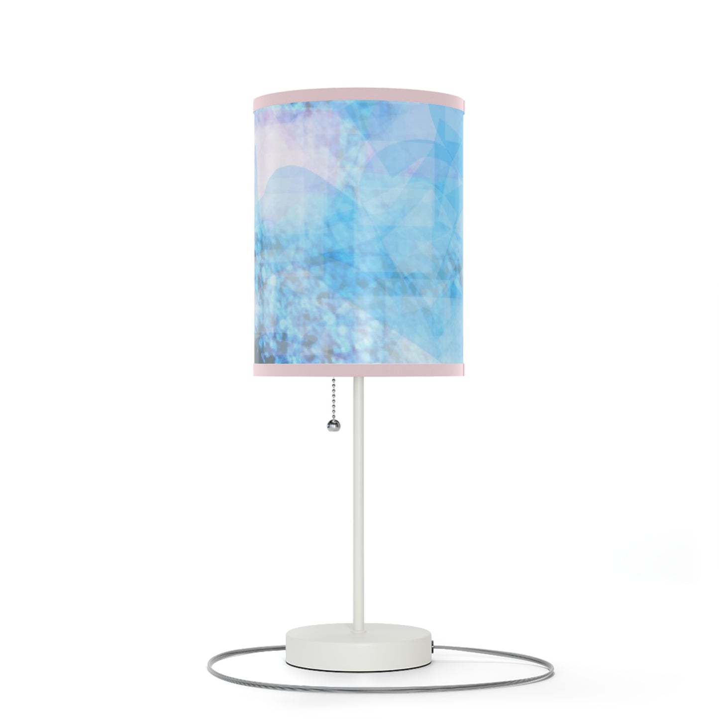 Sapphire Softly: Pink Trim; Modern Blue Abstract Table Lamp - Stylish Lighting for Home Decor