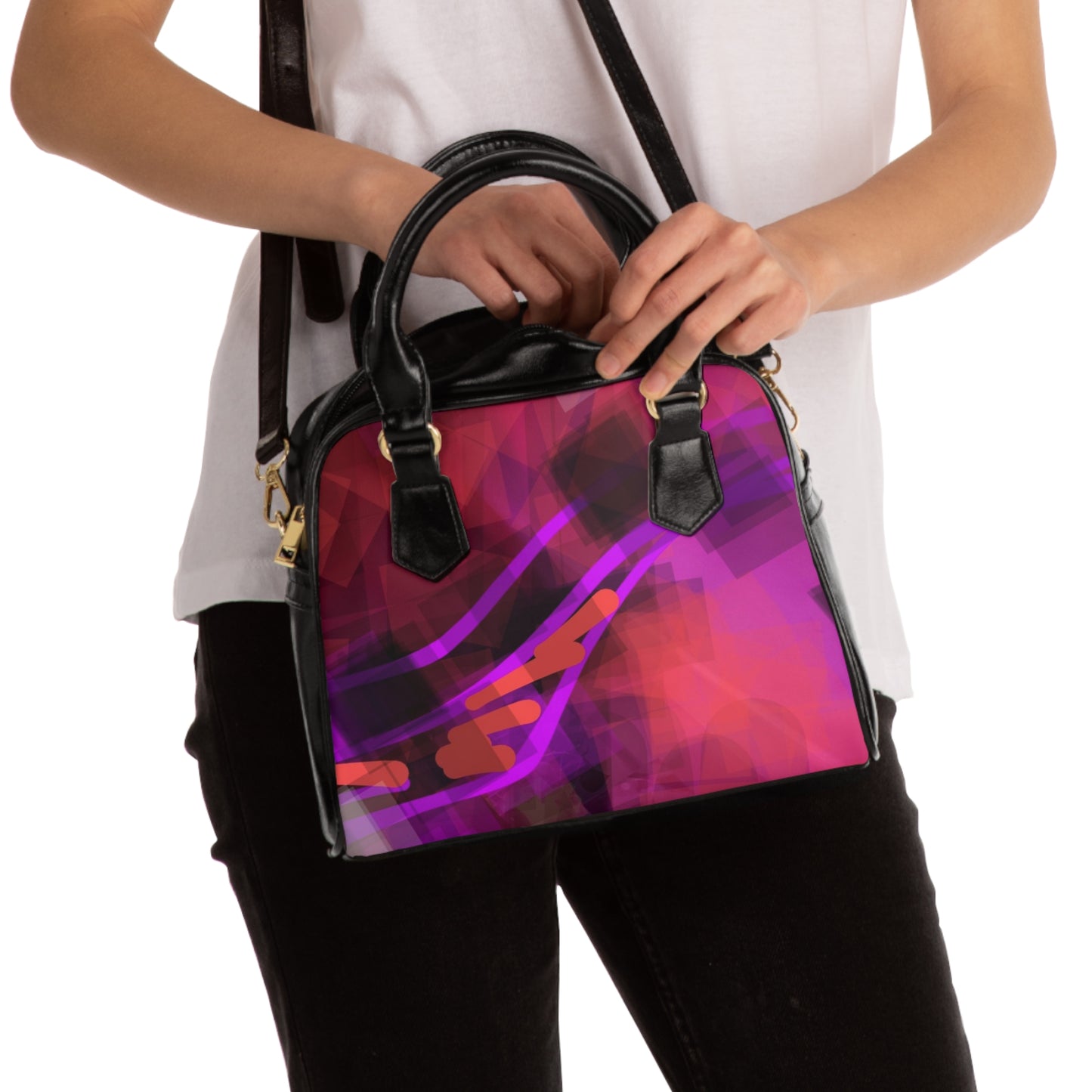 Bo: Vibrant Abstract Shoulder Handbag - Stylish Tote with Colorful Design