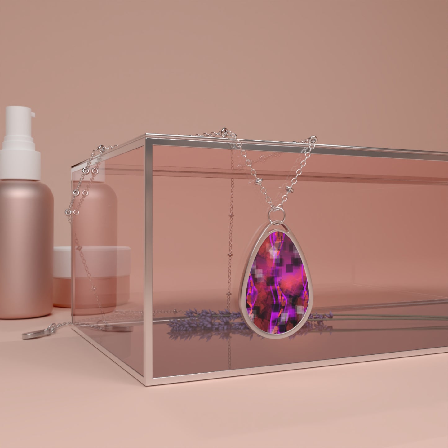 Bo: Elegant Oval Necklace with Colorful Gemstone Look Pendant - Perfect Gift for Her