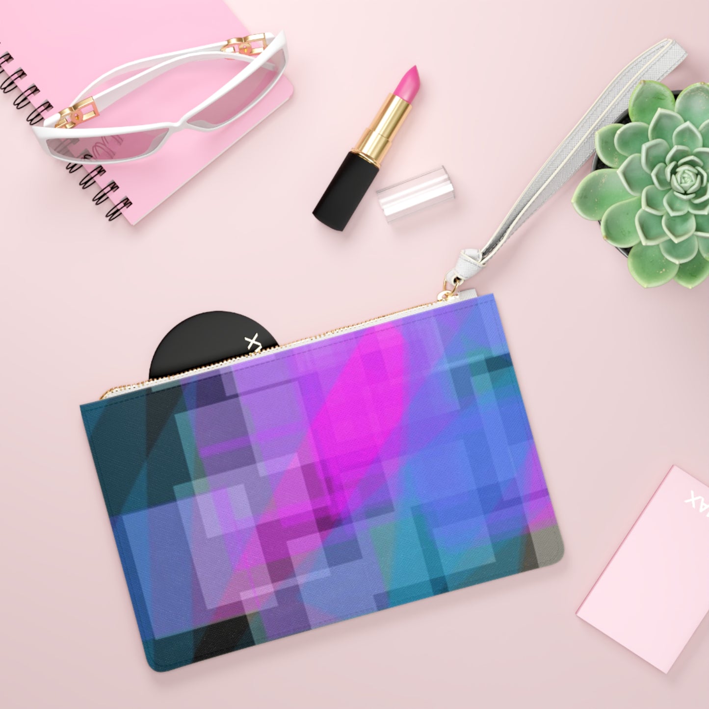 ESP: Good Vibes Geometric Clutch Bag, Stylish Wristlet for Night Out, Perfect for Parties, Festivals or Casual Use, Modern Art Accessories