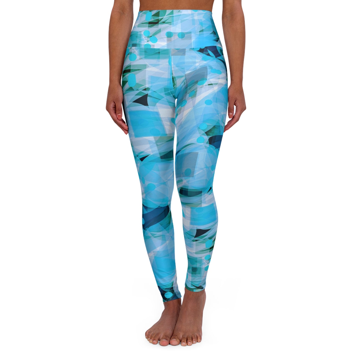 Cascadia: Vibrant, Serene High Waisted Fashion Leggings for Active Lifestyle, Fitness Apparel, Workout Gear, Yoga Essentials, Gift for Wellness Enthusiasts