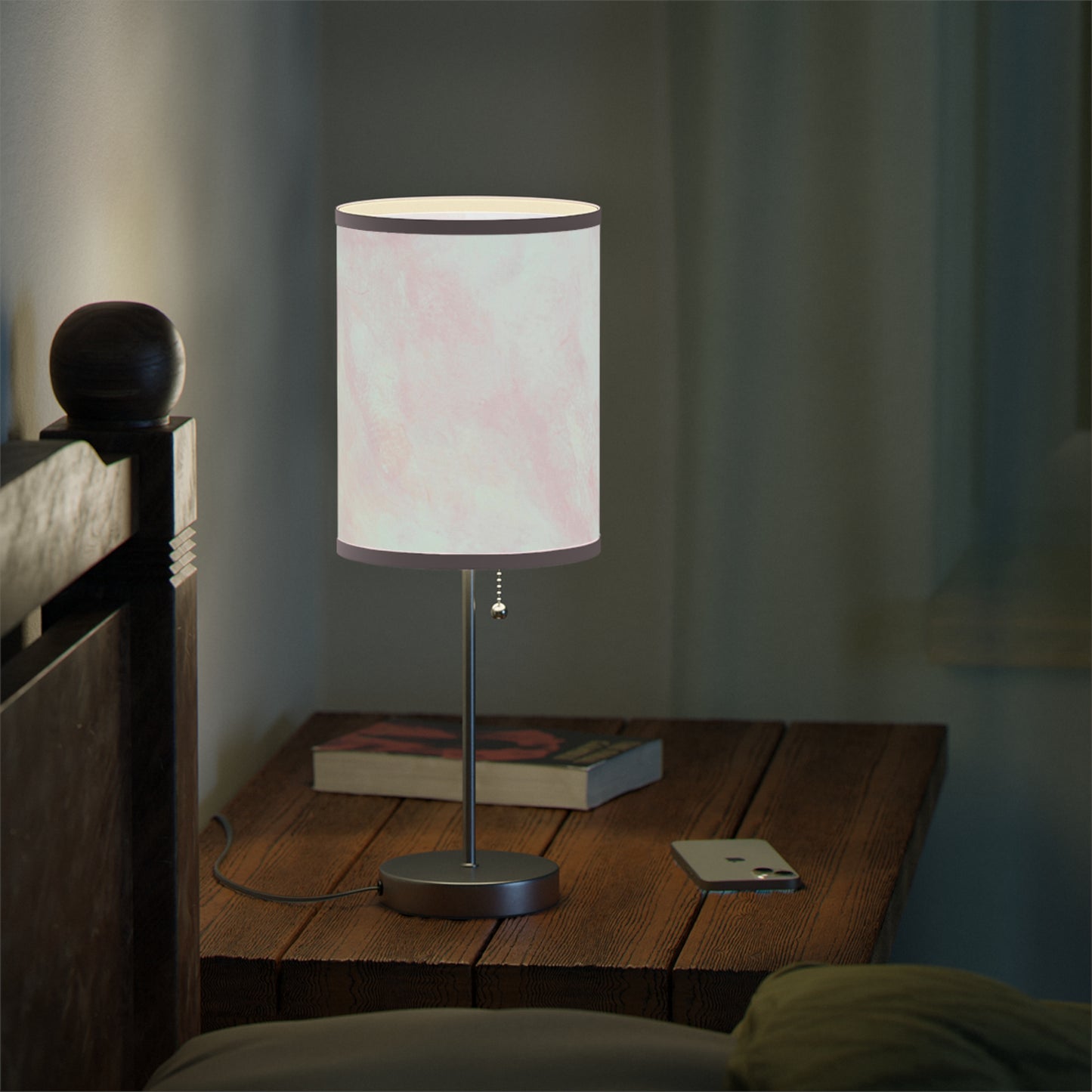 Summit of Love: (Pink Trim) Pastel Dream Table Lamp, Soft Glow Bedside Light, Decorative Lighting for Home, Unique Gift for Her, Modern Desk Lamp, Nightstand Decor