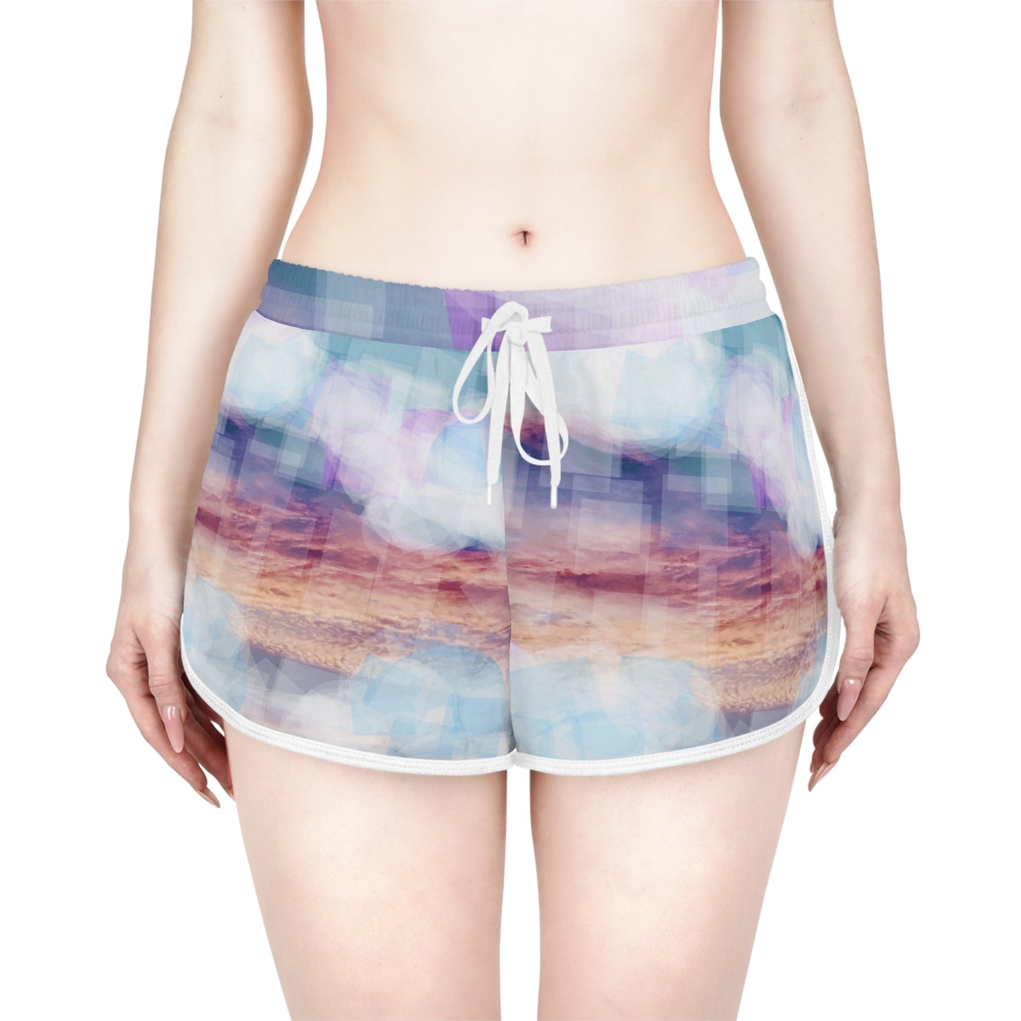 Andromeda: Women's Relaxed Beach Shorts - Colorful Abstract Design for Summer Vibes