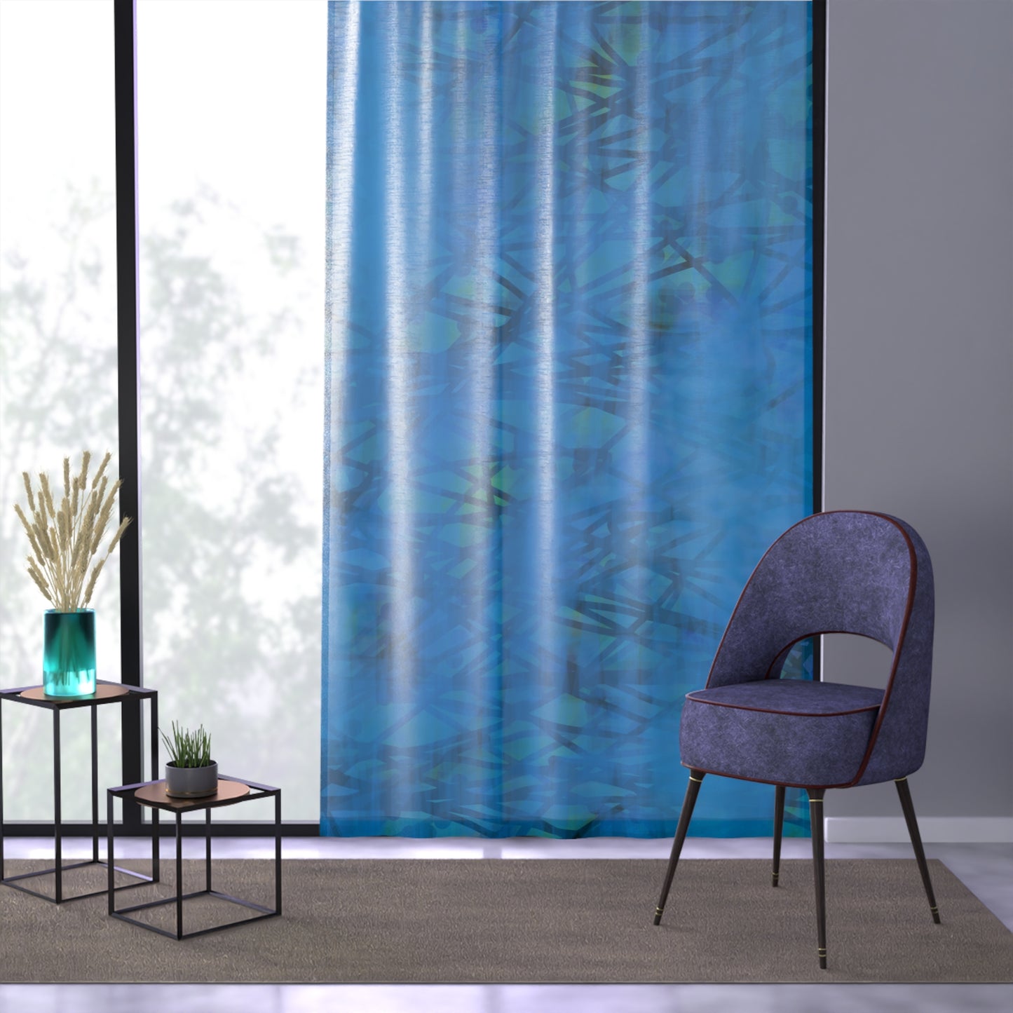 Carmen: Tranquil Blue Window Curtain for Living Room Decor