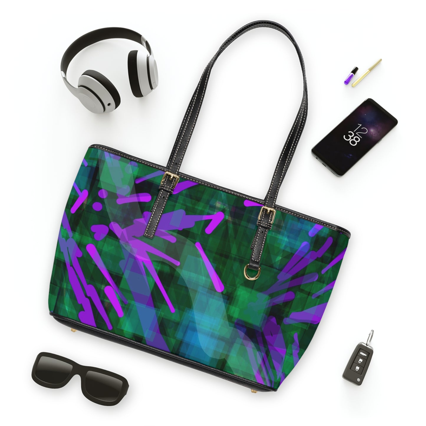 Daphne: Vibrant PU Leather Shoulder Bag - Bold Abstract Design for Everyday Use