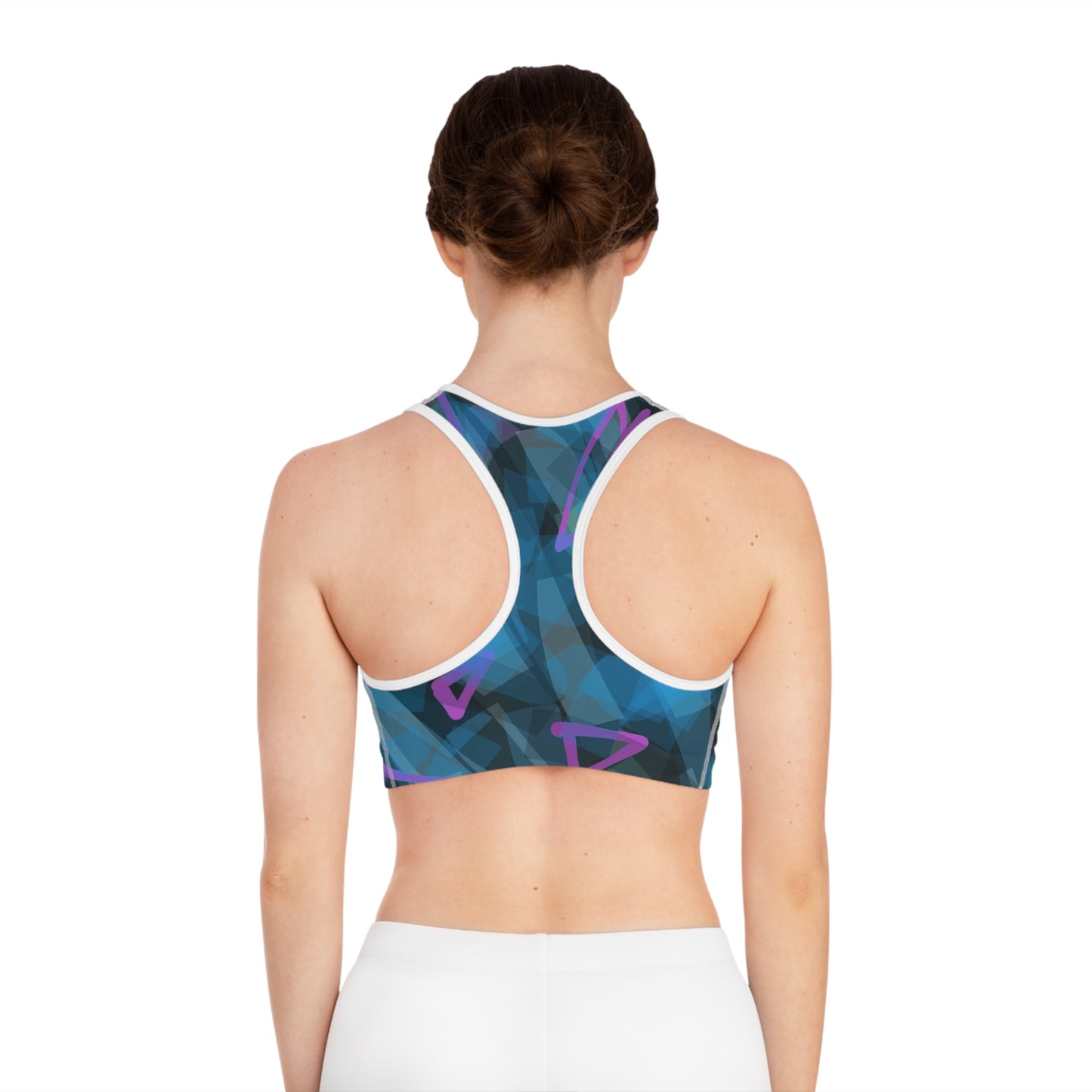 Roxanne I: WH Trim Abstract Pattern Sports Bra for Active Women | Comfortable Workout Wear