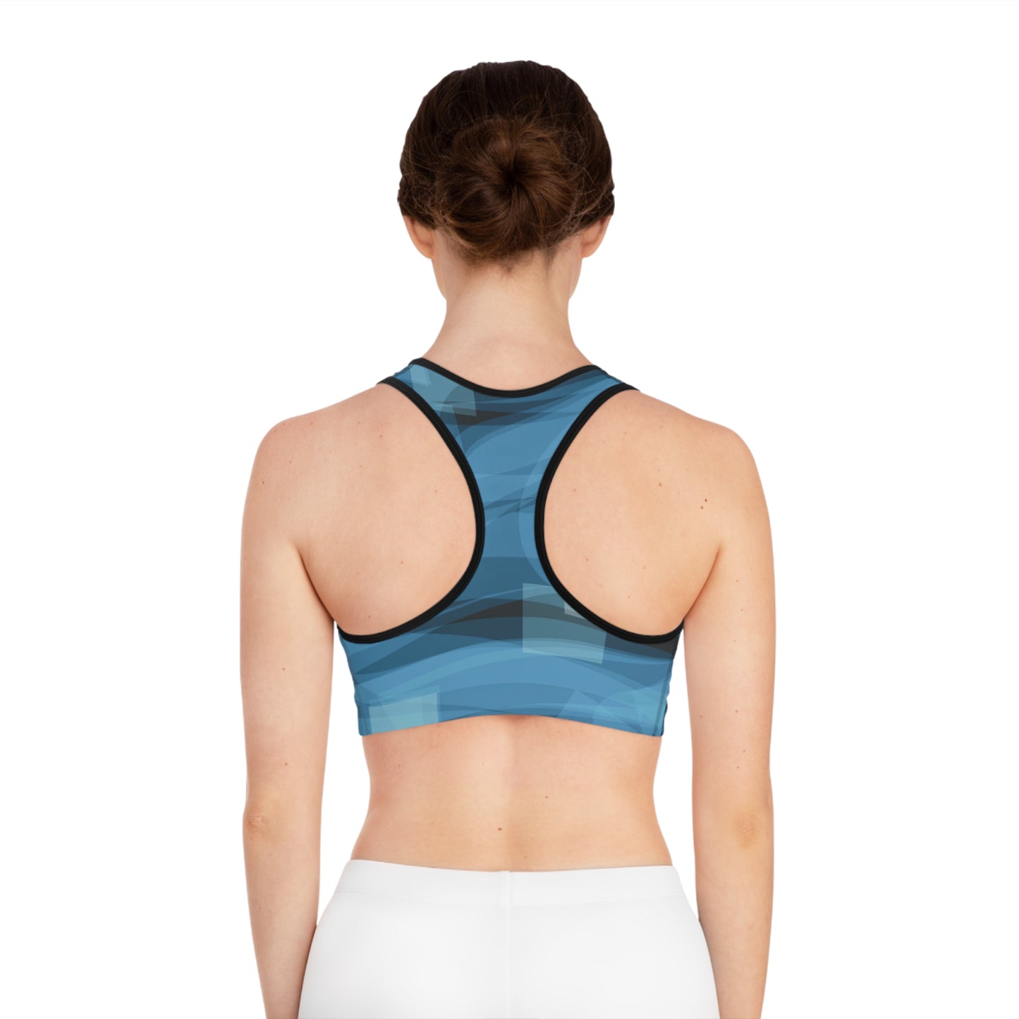 Trinity: Soft Blue Abstract Design Sports Bra, Workout Top, Activewear, Gym Essential, Fitness Gift, Streetwear
