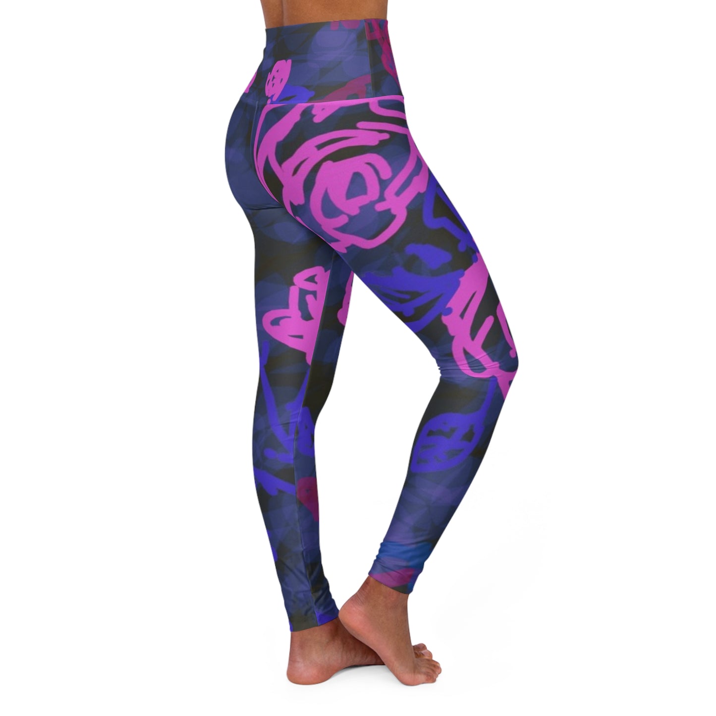 Night Roses: High Waisted Stylish Leggings with Abstract Floral Design | Fitness Apparel, Dance Wear, Streetwear, Activewear, Gift for Her