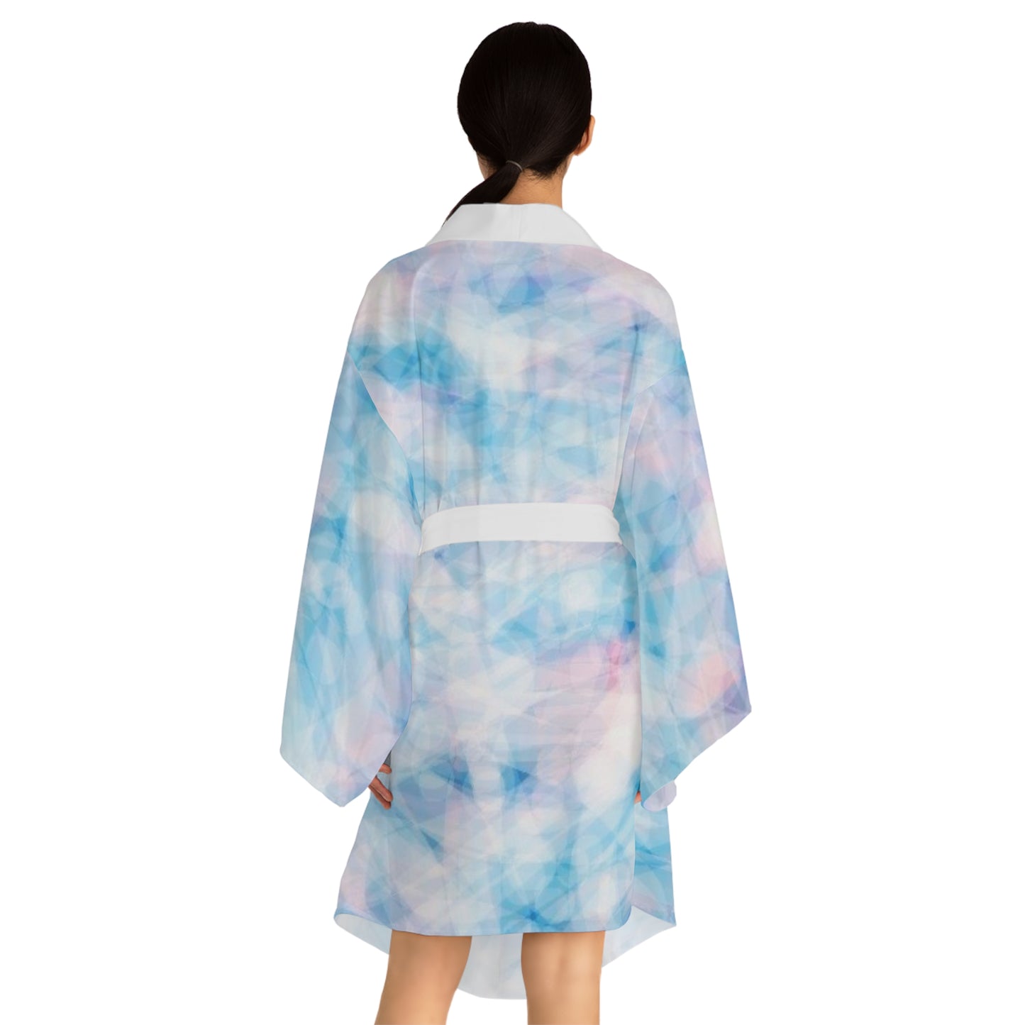 Blue Sugar: Serene Long Sleeve Kimono Style Robe, Relaxation Loungewear, Boho Home wear, Gift for Her, Cozy Spa Robe