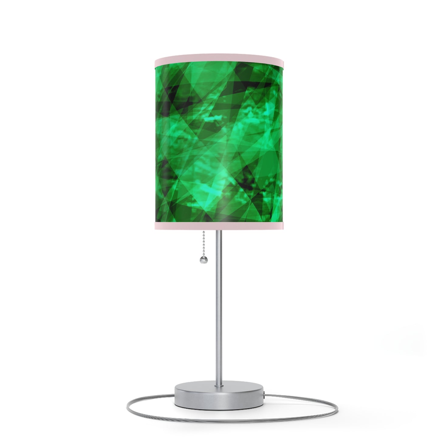 A Gem Aura II: Light Pink Trim Modern Green Geometric Table Lamp, Decorative Lighting, Home Decor, Bedroom Accent, Stylish Gift Idea