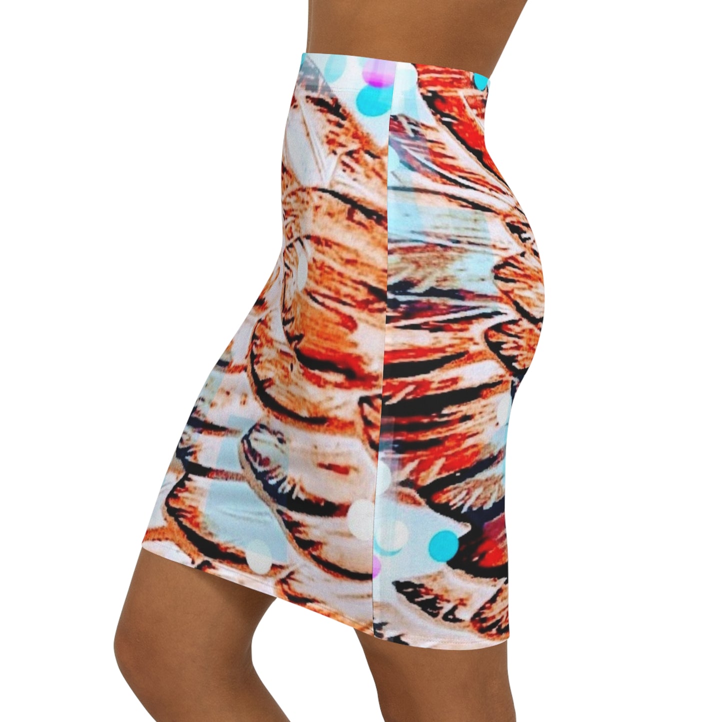 Swan Wings: Women's Mid-Waist Pencil Skirt (AOP)