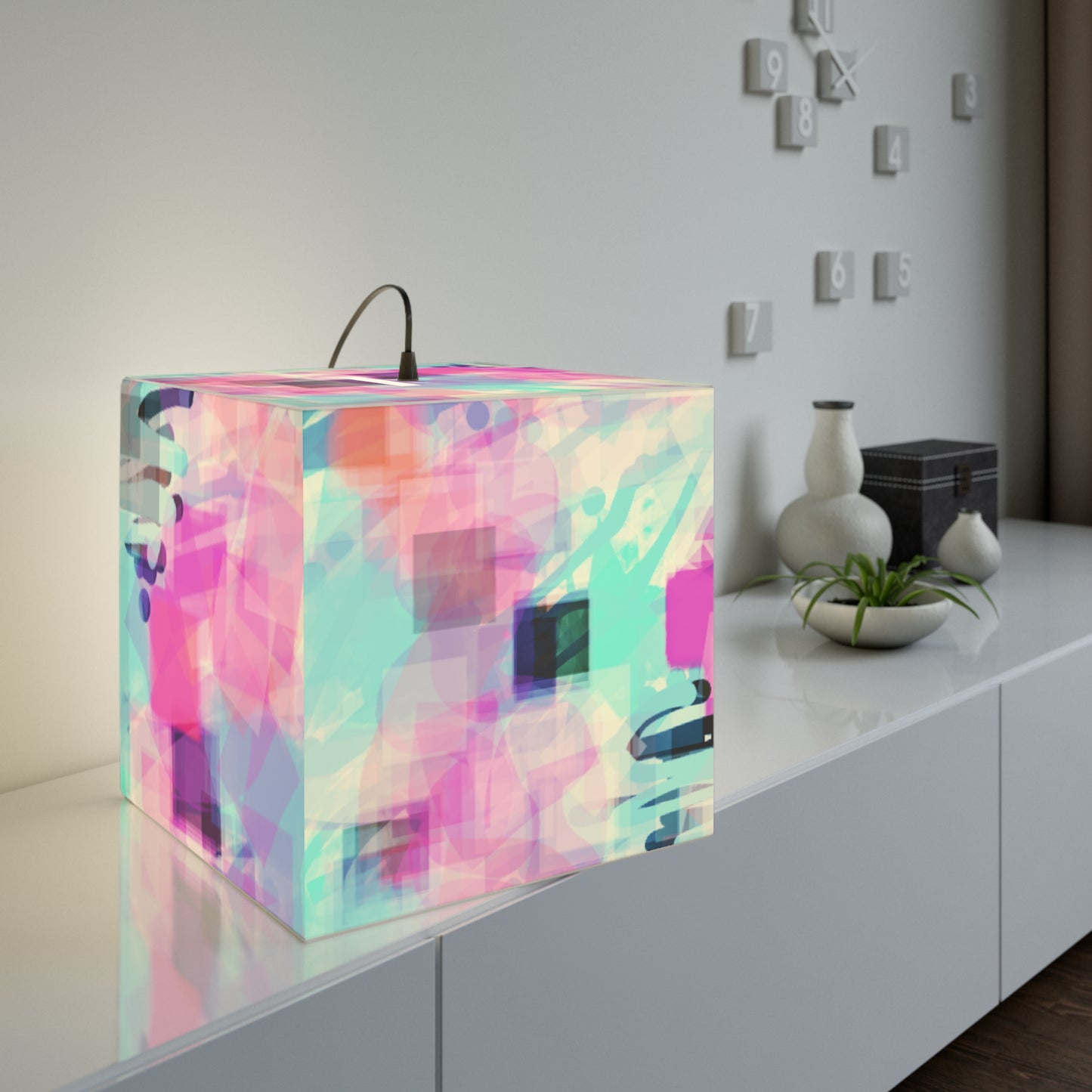 Anastasia: Ethereal Vibrant Abstract Light Cube Lamp, Modern Home Decor, Colorful Pendant Lighting, Unique Gift Idea, Mystical Lighting Feature