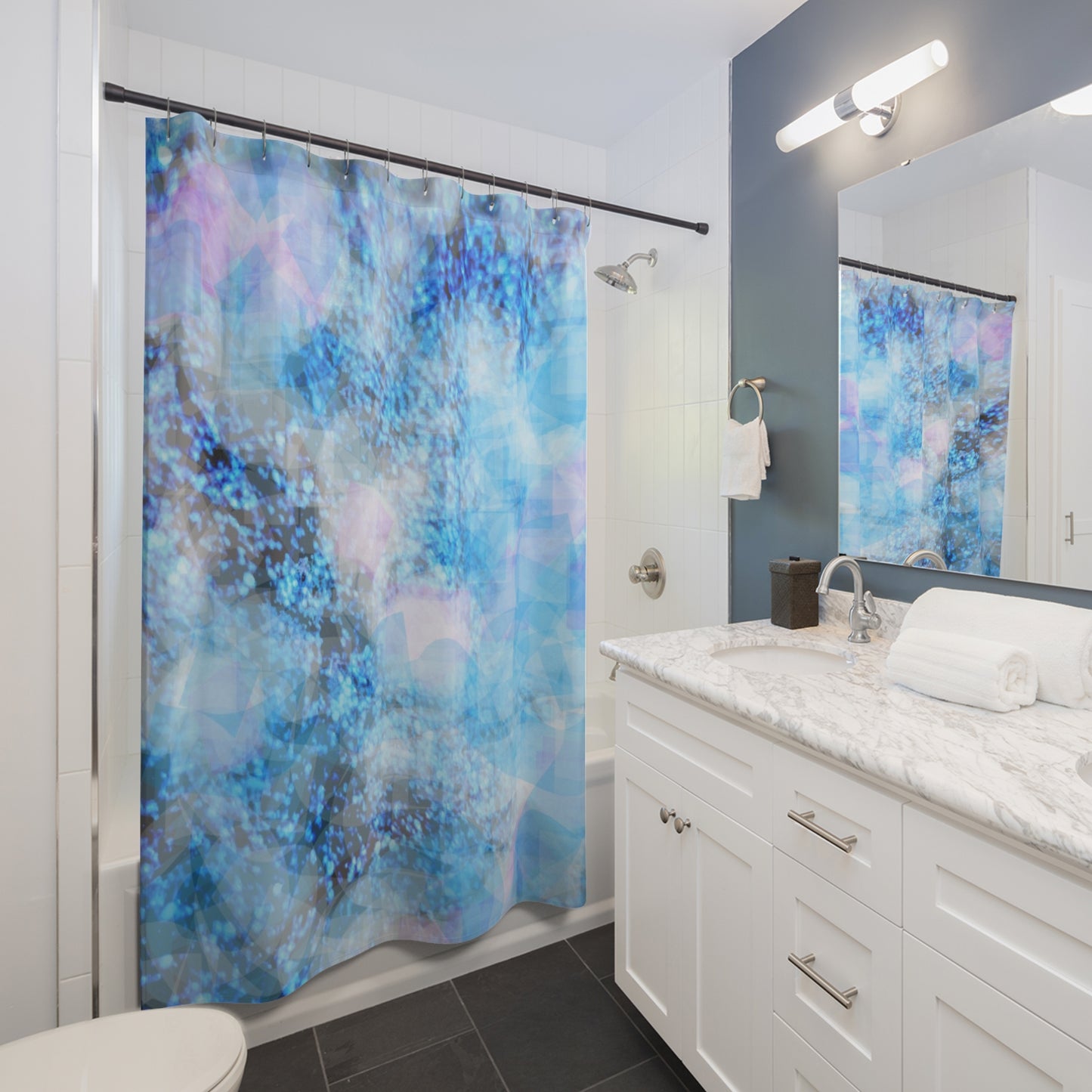 Sapphire Softly: Shower Curtains 71"x74"