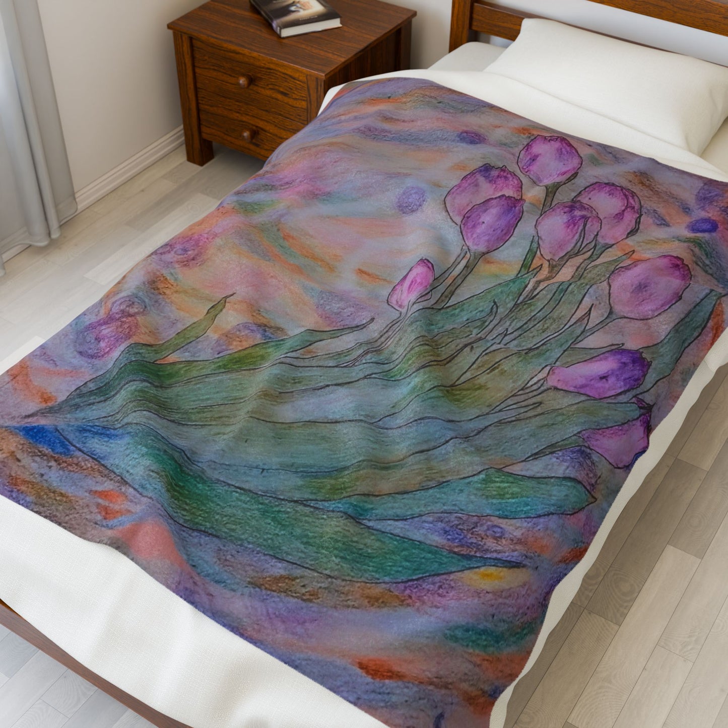 Breathing Tulips: Velveteen Plush Blanket: 50"x60"