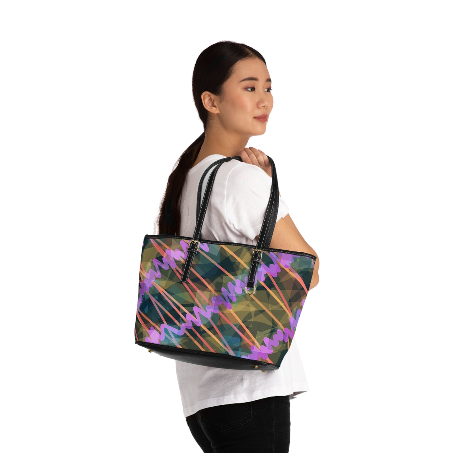Ava: Stylish PU Leather Shoulder Bag - Colorful Abstract Design for Everyday Use