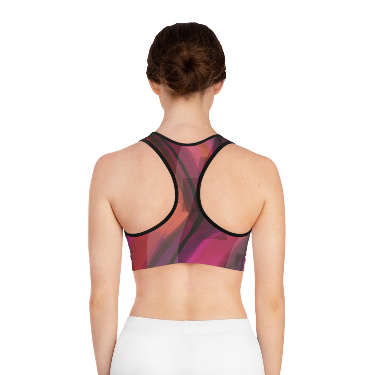 Carla: Blk Trim, Vibrant Abstract Sports Bra, Activewear, Gym Apparel, Workout Gear, Fitness Fashion, Yoga Top, Athleisure