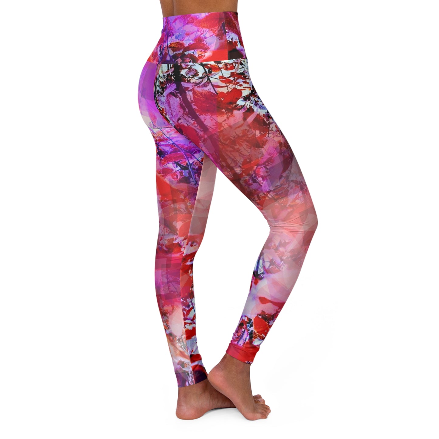 Garnet: Abstract Nature Lovers High Waisted Workout Leggings, Fitness Legwear, Trendy Workout Pants, Gym Apparel, Stylish Activewear