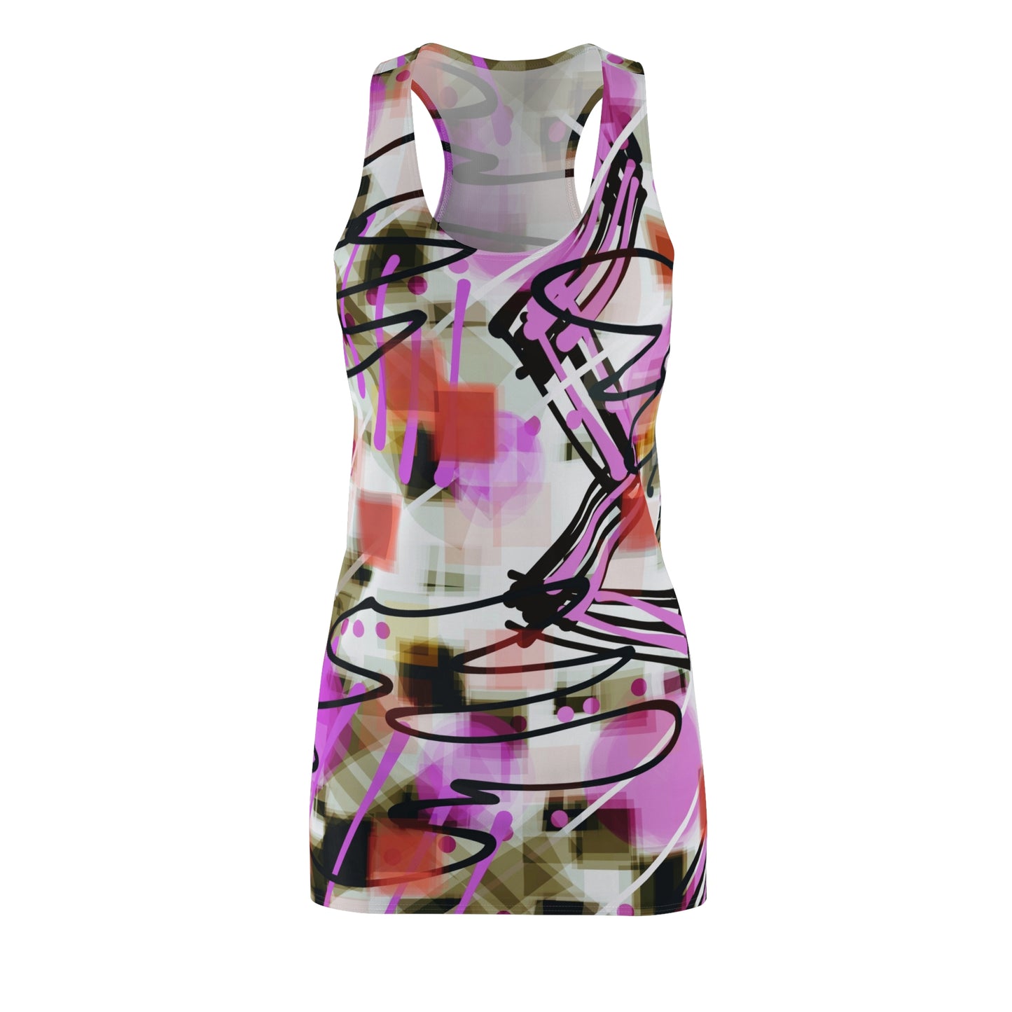Annabella: Abstract Art Women's Racerback Dress - Stylish & Playful Summer Wear