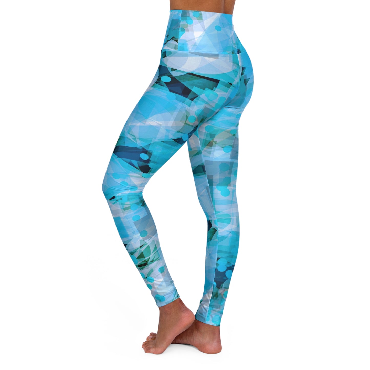 Cascadia: Vibrant, Serene High Waisted Fashion Leggings for Active Lifestyle, Fitness Apparel, Workout Gear, Yoga Essentials, Gift for Wellness Enthusiasts