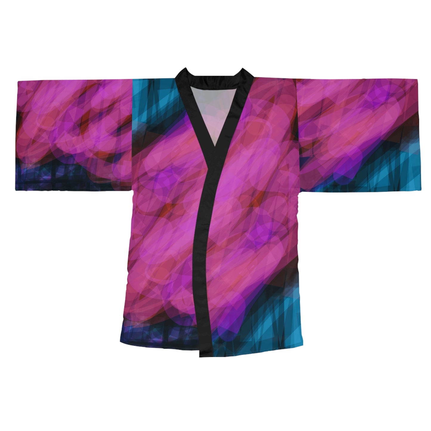 Cherie: Abstract Floral Long Sleeve Kimono Robe - Perfect for Relaxation & Special Occasions