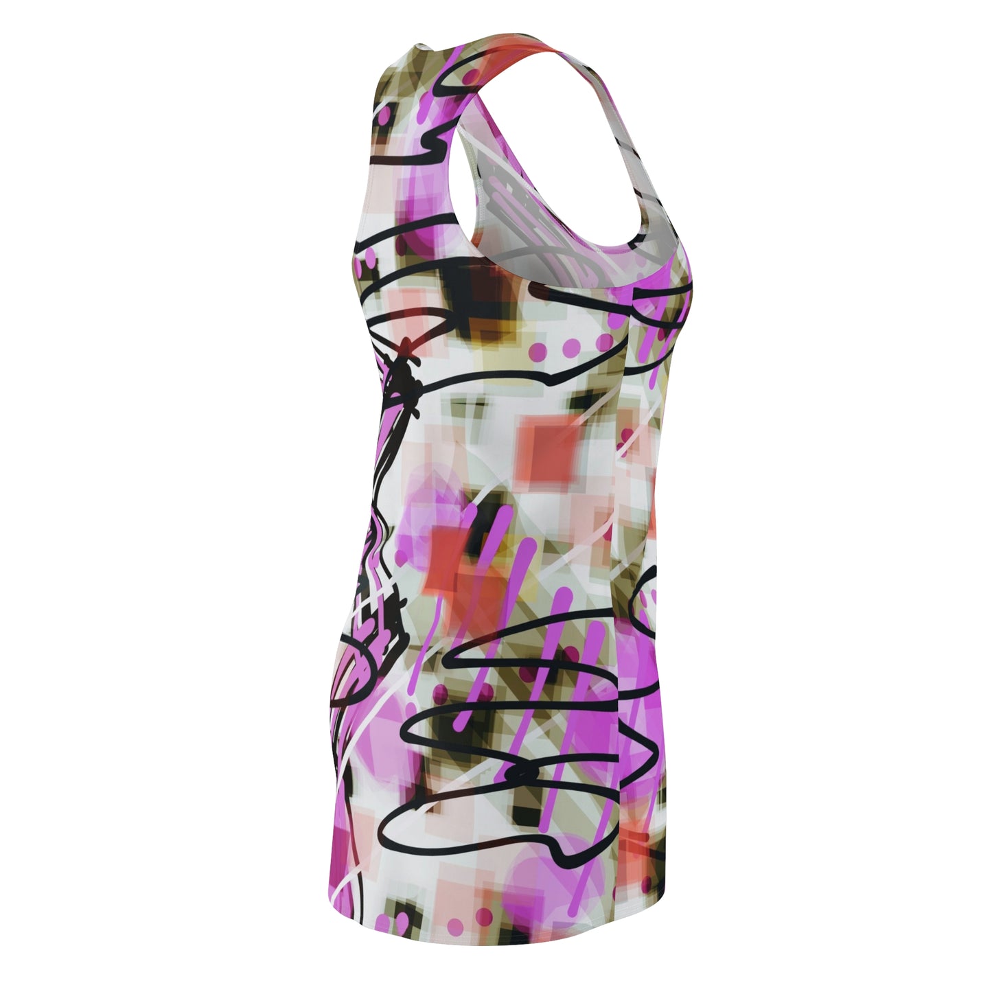 Annabella: Abstract Art Women's Racerback Dress - Stylish & Playful Summer Wear