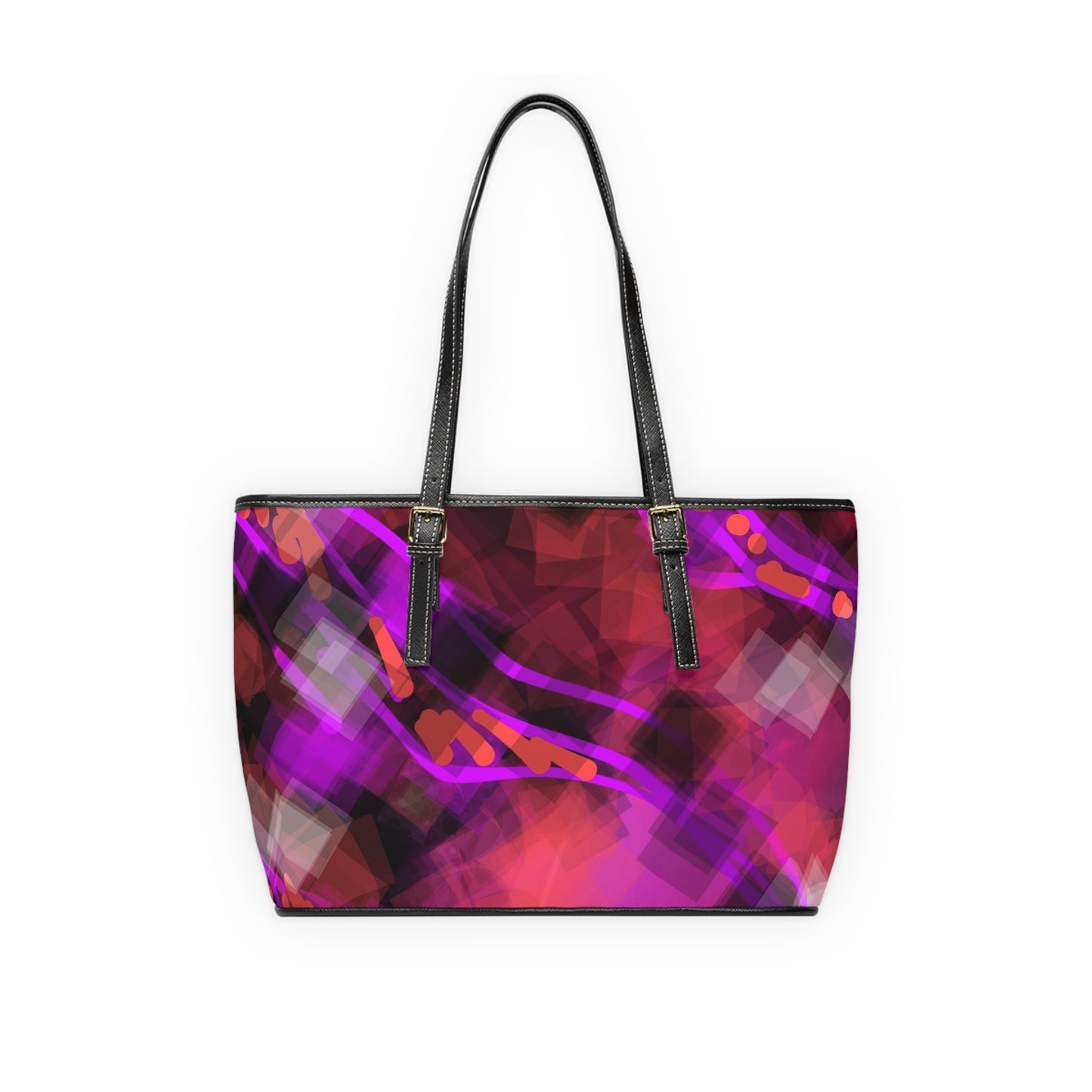 Bo: Vibrant PU Leather Shoulder Bag - Stylish Tote with Abstract Design