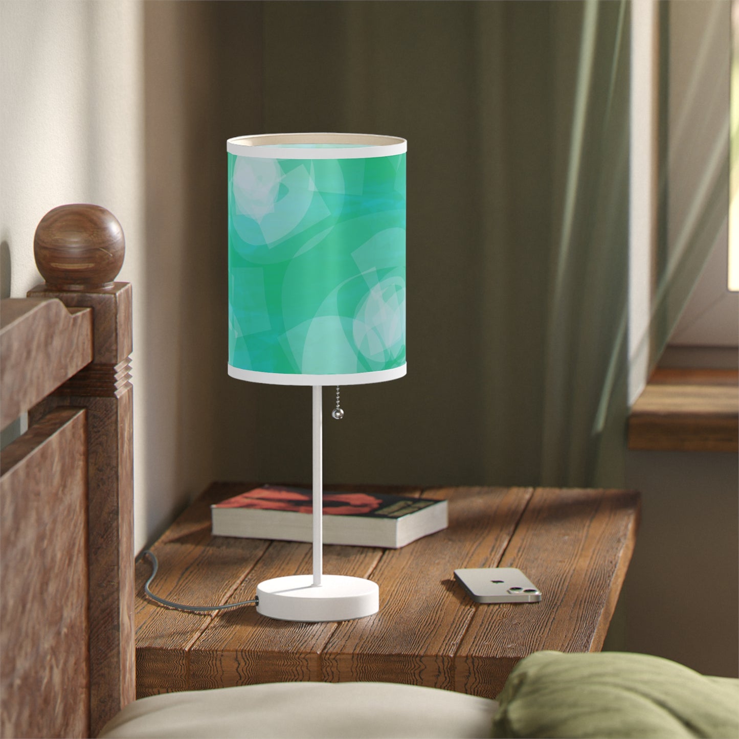 Sharona: WH Trim; Modern Table Lamp with Turquoise Design - Perfect for Home Decor