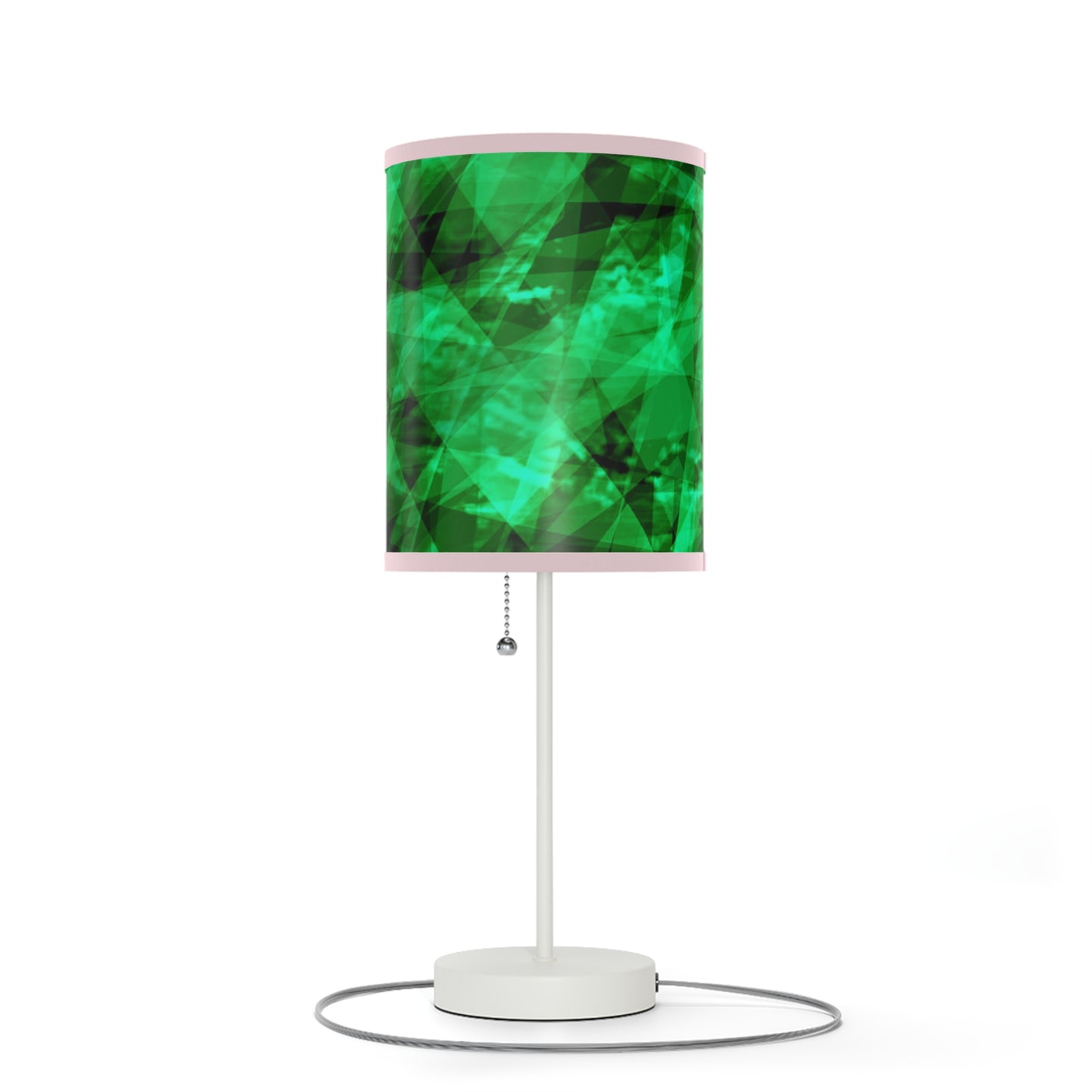 A Gem Aura II: Light Pink Trim Modern Green Geometric Table Lamp, Decorative Lighting, Home Decor, Bedroom Accent, Stylish Gift Idea