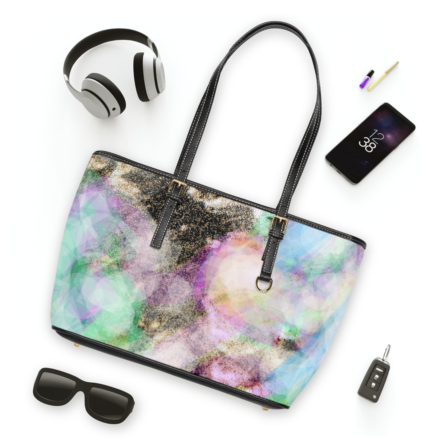 Bliss Rays: Chic PU Leather Shoulder Bag - Artistic Design