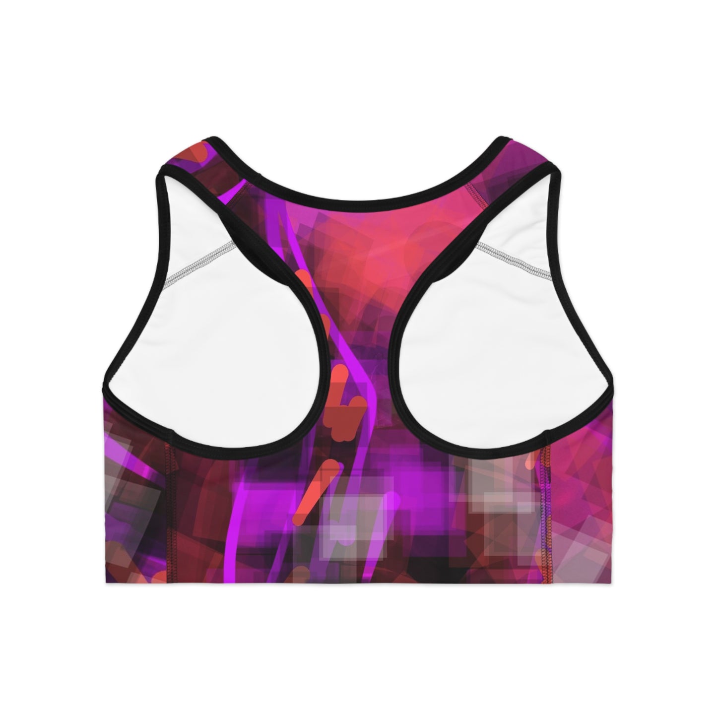 Bo II: Blk Trim Abstract Vibrant Sports Bra for Active Lifestyle