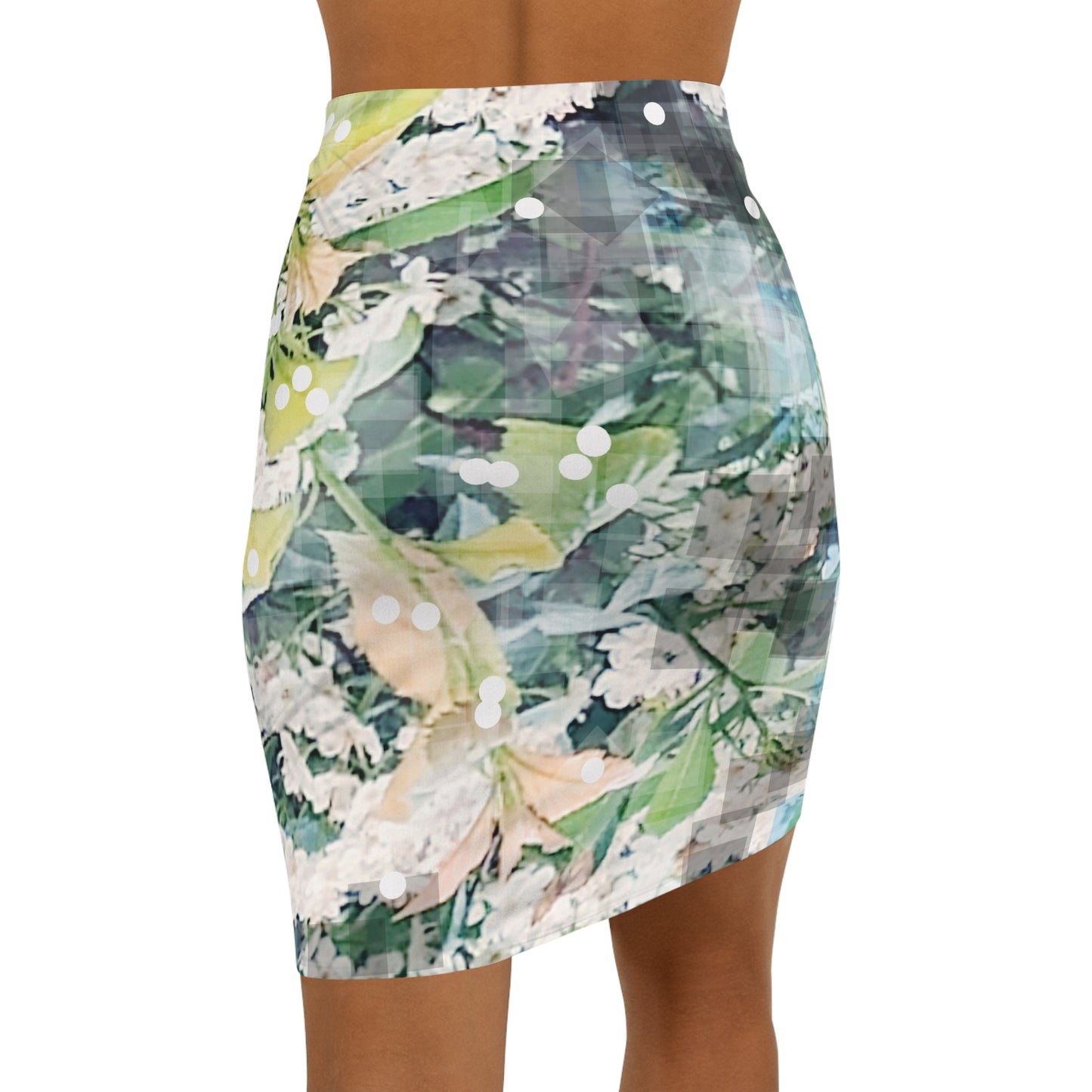 Blossomi: Women's Mid-Waist Pencil Skirt (AOP)