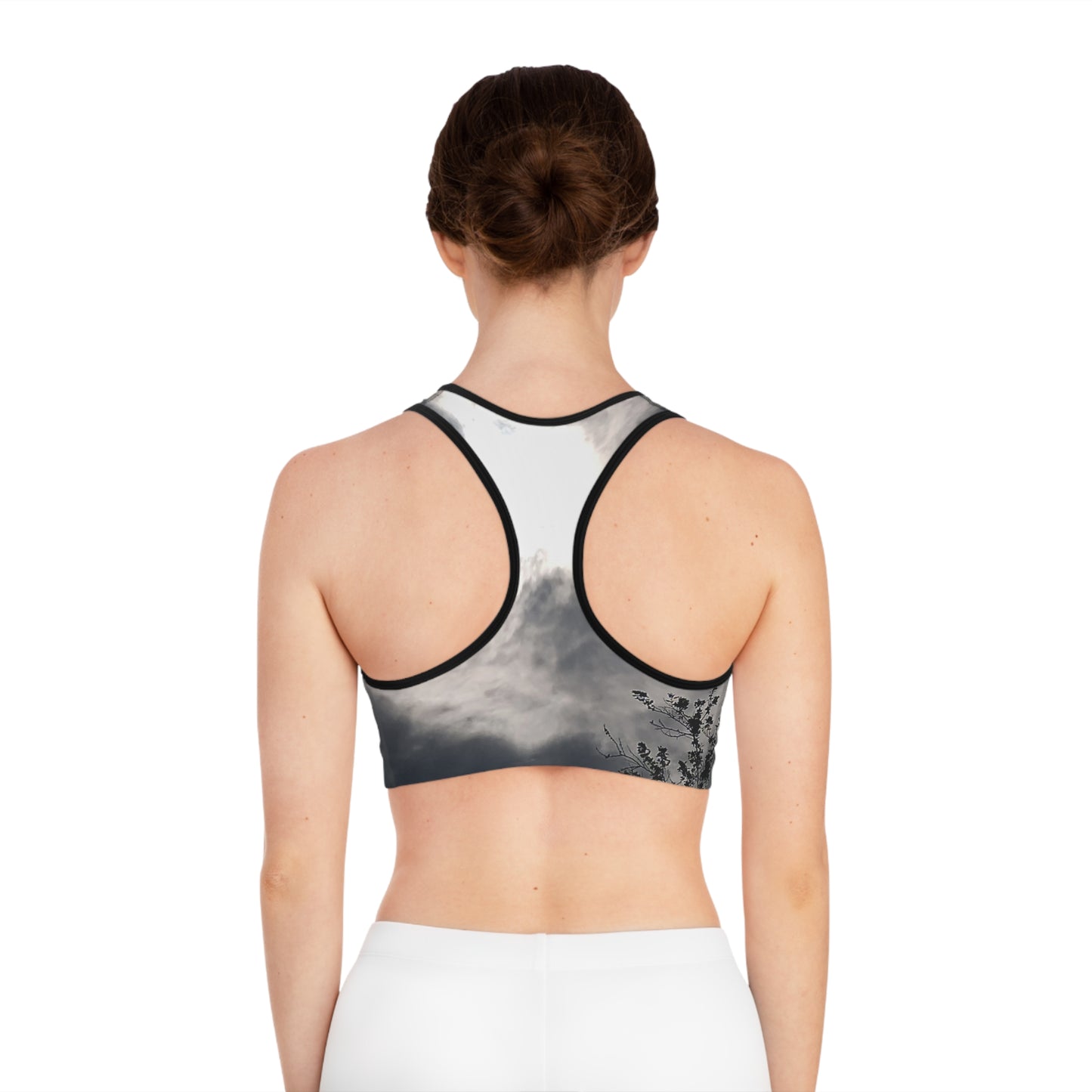 Storm: Cloudy Sky Sports Bra, Fitness Apparel, Workout Gear, Yoga Top, Activewear, Gifts for Her, AOP Bra
