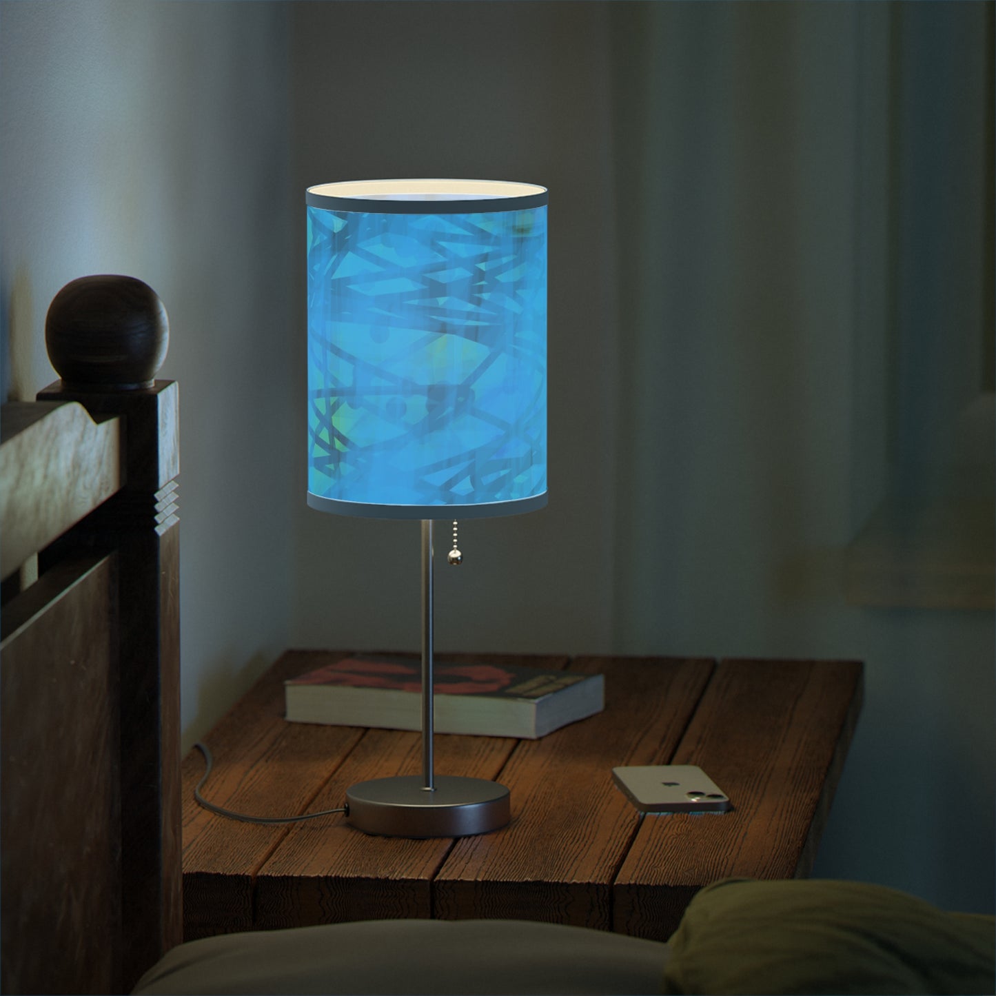 Carmen: {Blue Trim} Blue Abstract Table Lamp, Modern Decor, Bedroom Lighting, Nightstand Lamp, Home Interior, Artistic Design, Gift for Her