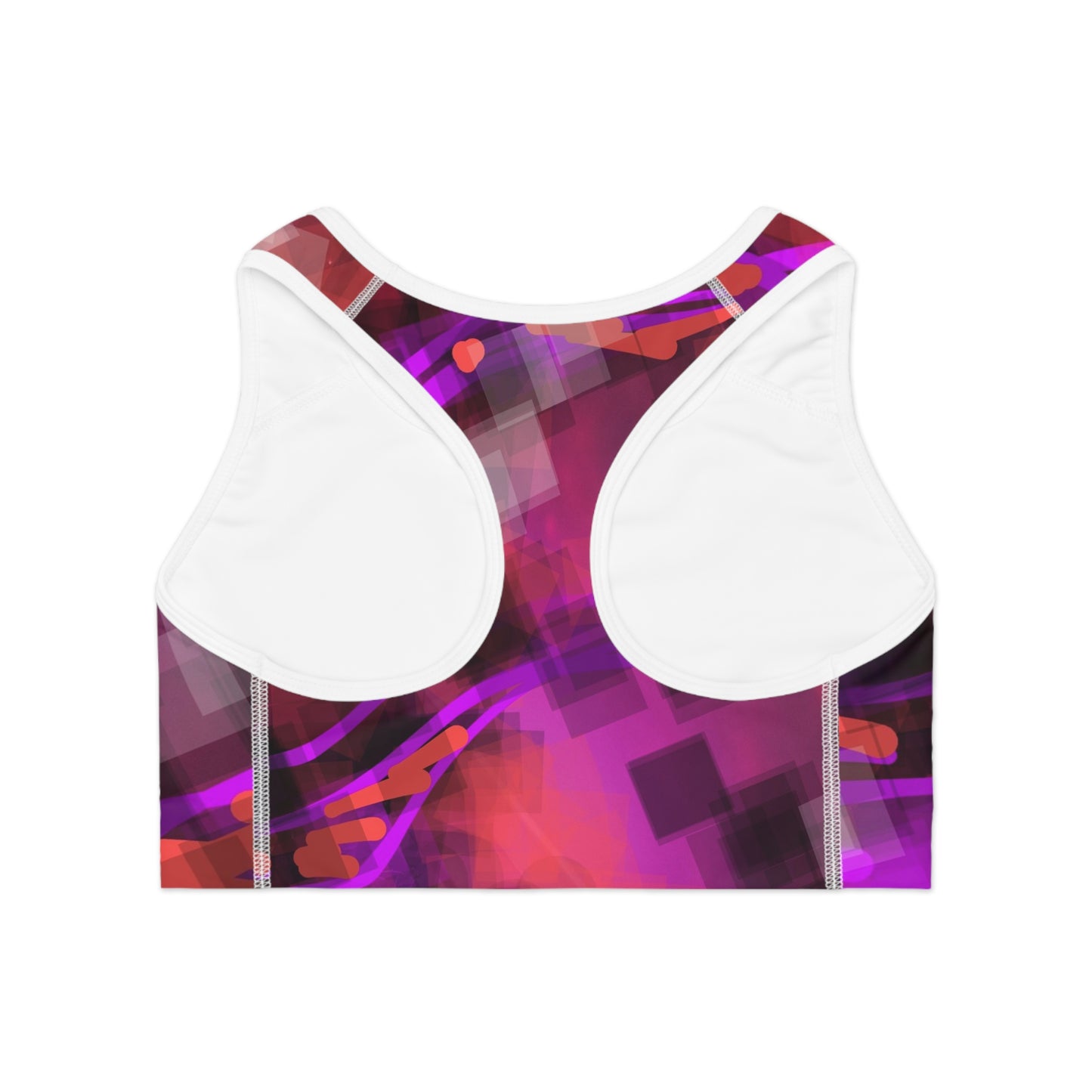 Bo I: WH Trim Vibrant Abstract Sports Bra - Colorful Workout Top for Fitness Enthusiasts