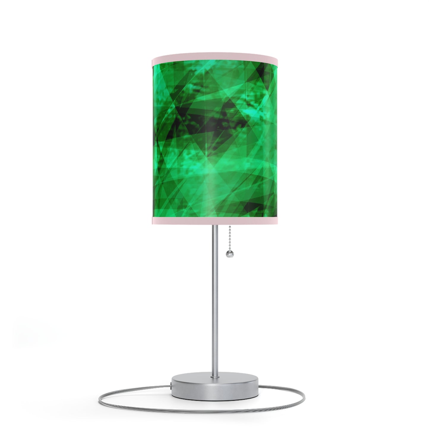 A Gem Aura II: Light Pink Trim Modern Green Geometric Table Lamp, Decorative Lighting, Home Decor, Bedroom Accent, Stylish Gift Idea
