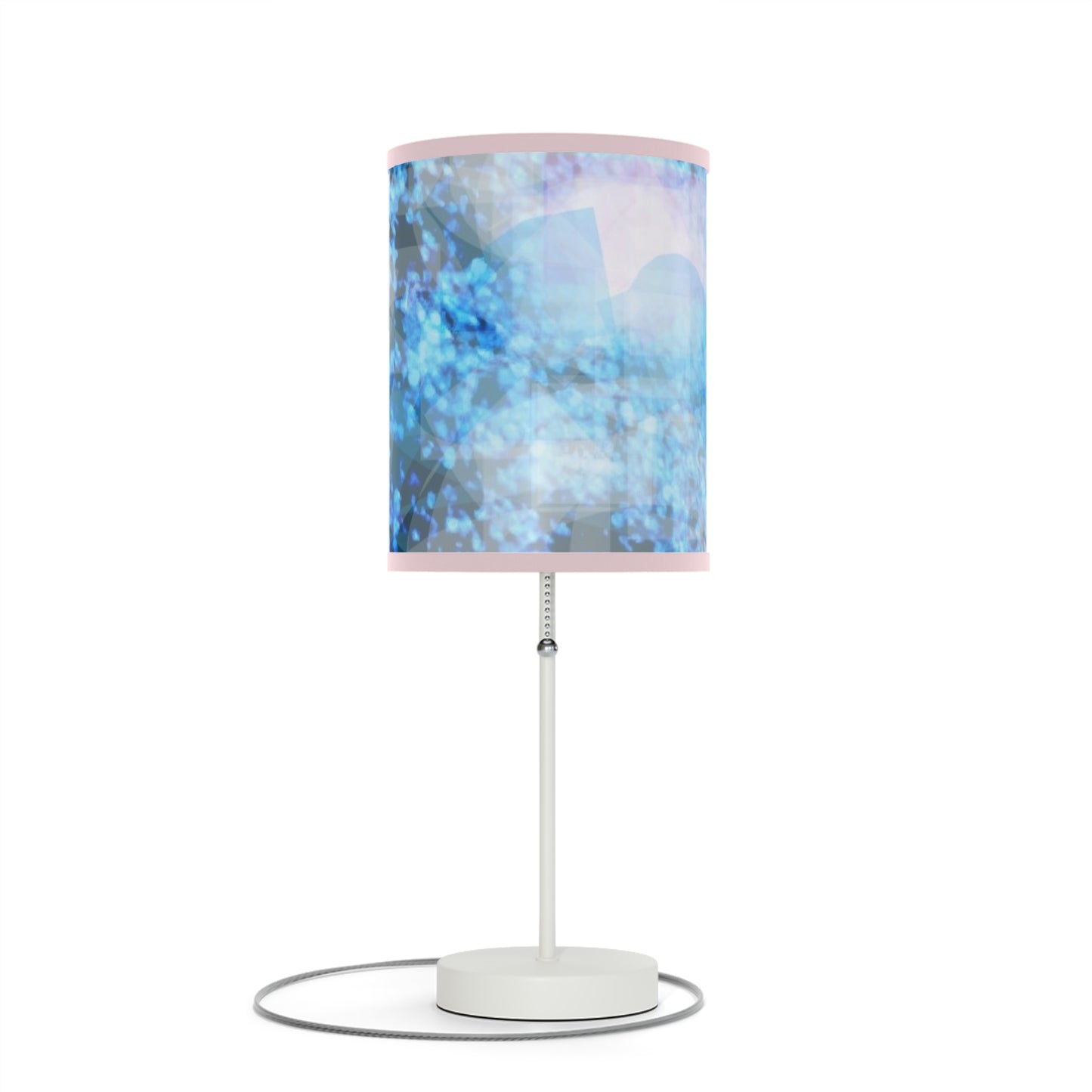 Sapphire Softly: Pink Trim; Modern Blue Abstract Table Lamp - Stylish Lighting for Home Decor