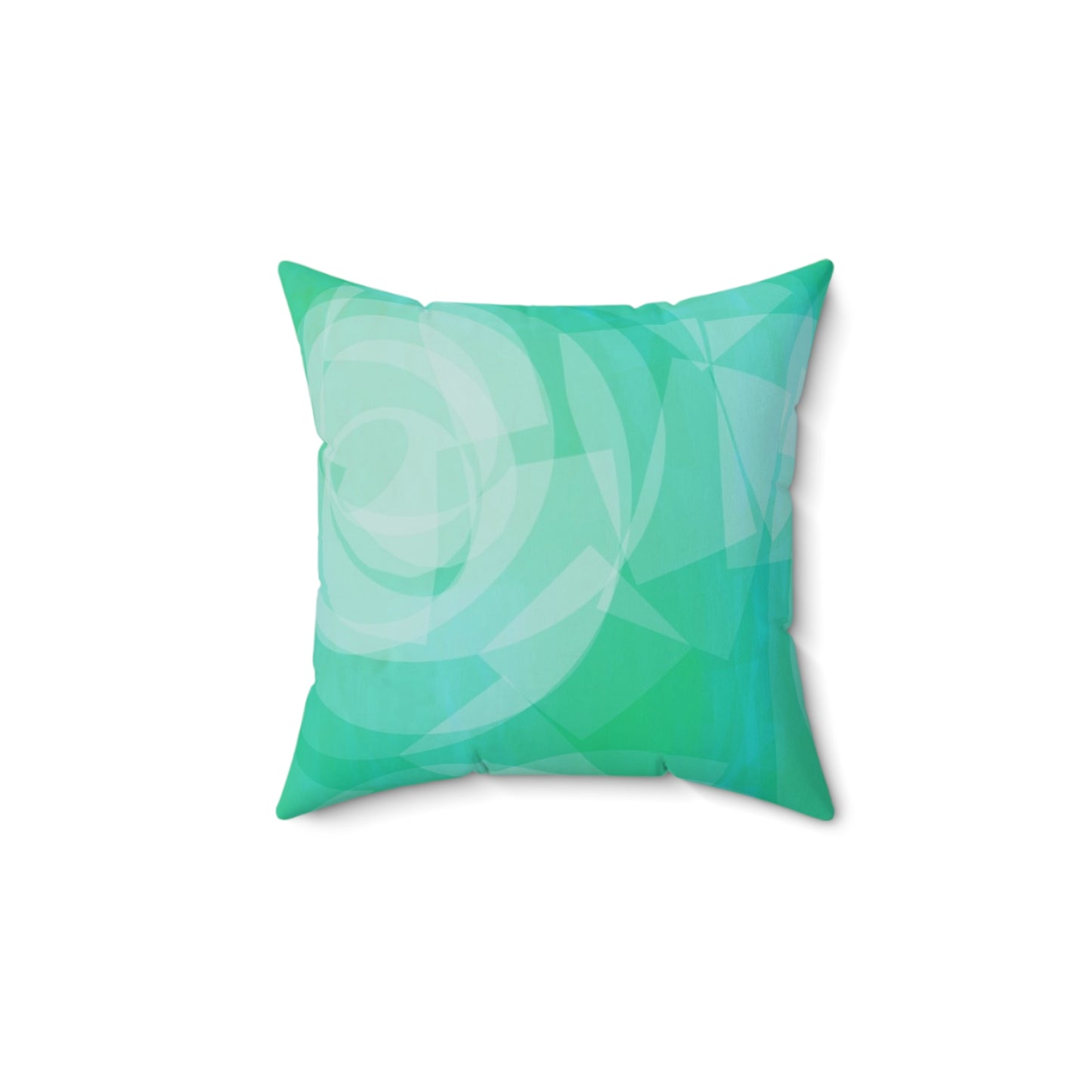 Sharona: Modern Faux Suede Square Pillow - Mint Green Abstract Design
