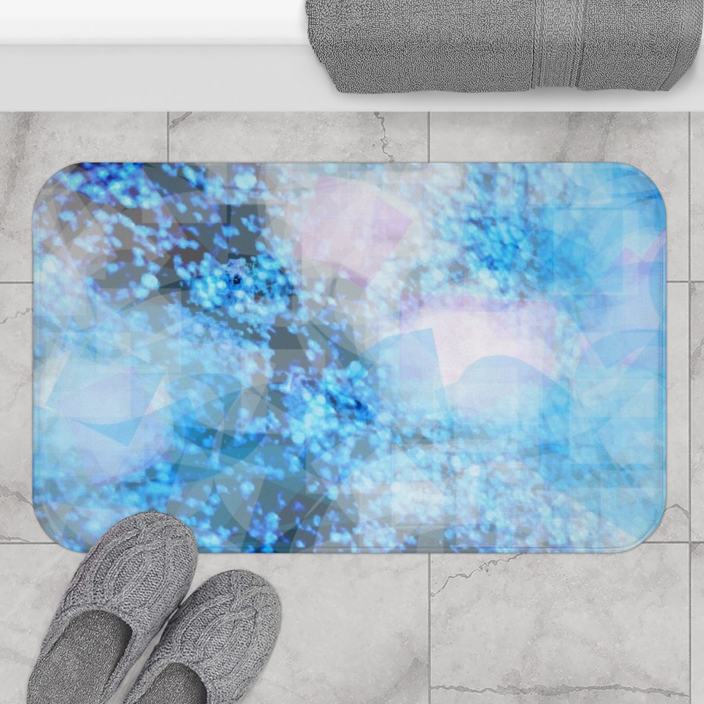 Sapphire Softly: (34"x21) Surreal Blue Bathmat - Luxurious Comfort, Spa Vibes for Bathroom Decor, Gift for Housewarming, Relaxation Essentials, Home Wellness